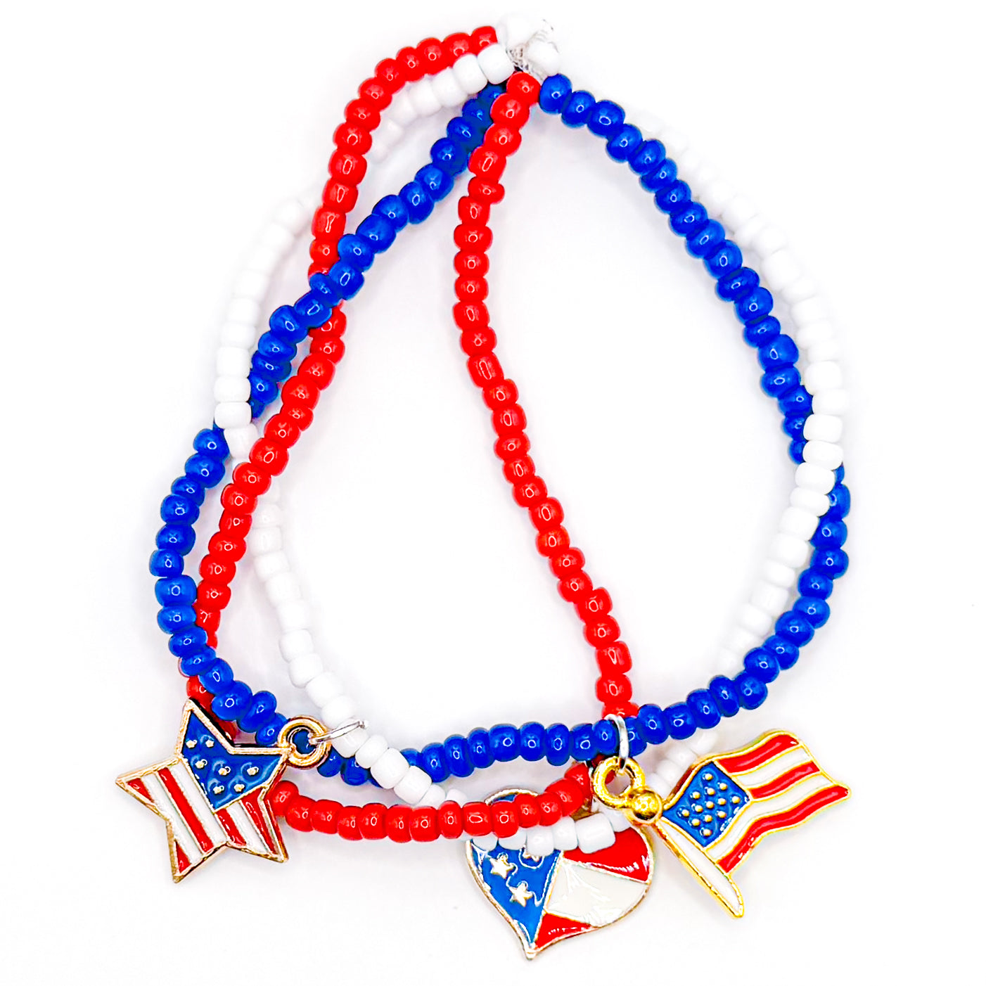 Stars and Stripes Braided Beaded Bracelet