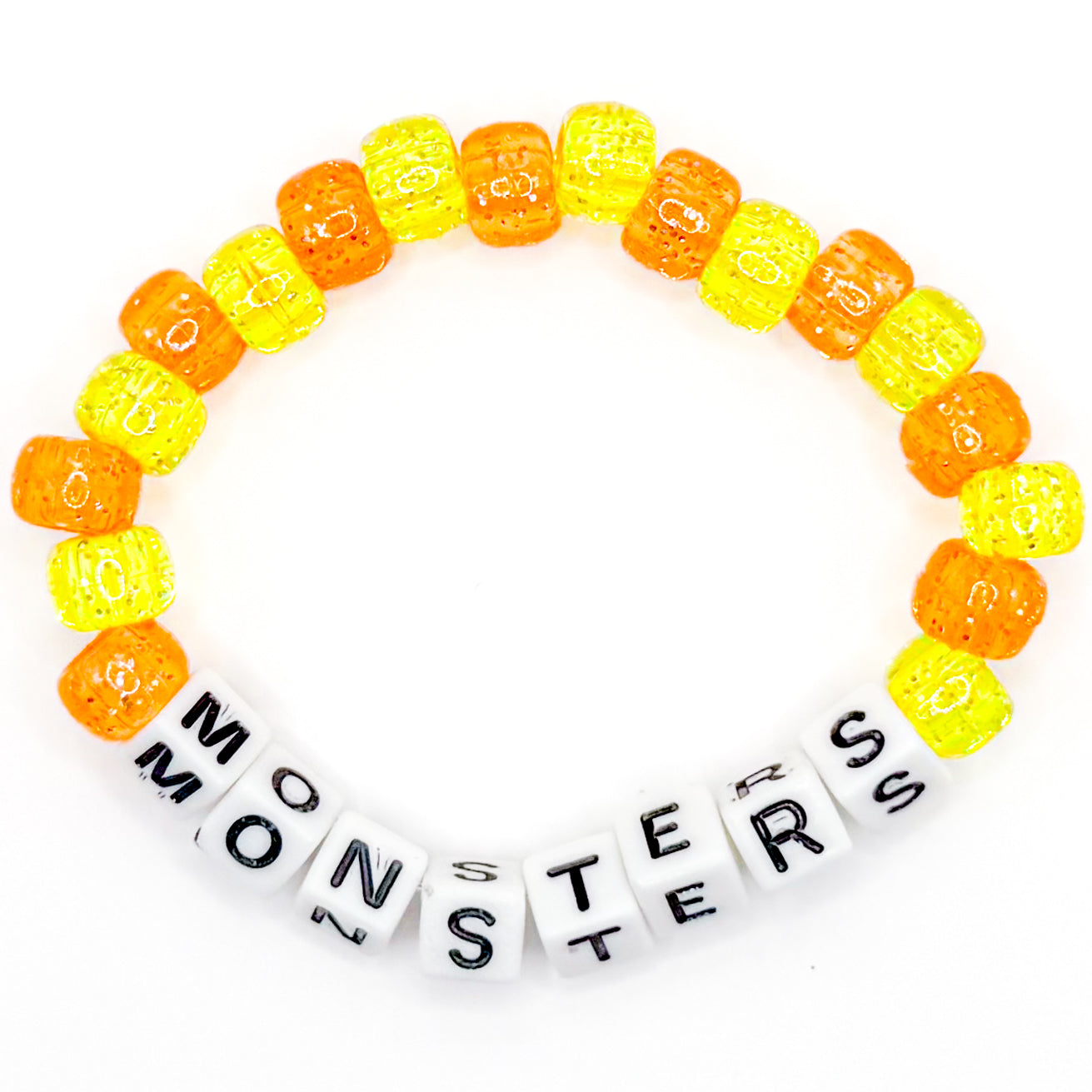Orange and Yellow "Monsters" Beaded Bracelet