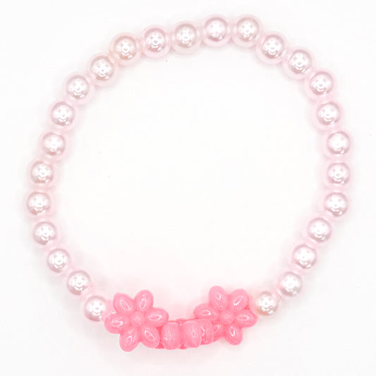 Pink Flower Garden Beaded Bracelet