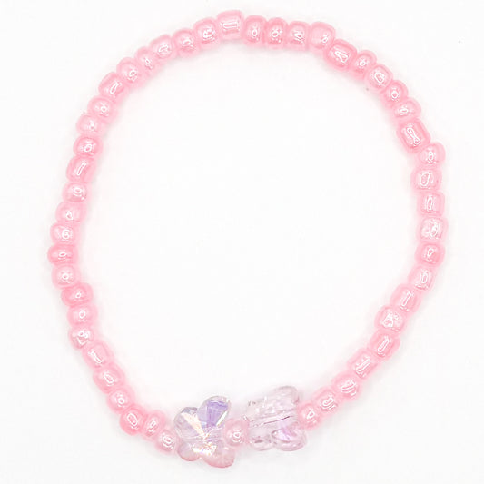 Pink Butterfly Besties Seed Beaded Bracelet