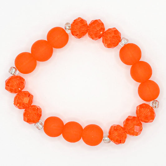 Sparkly Orange Glass Beaded Bracelet