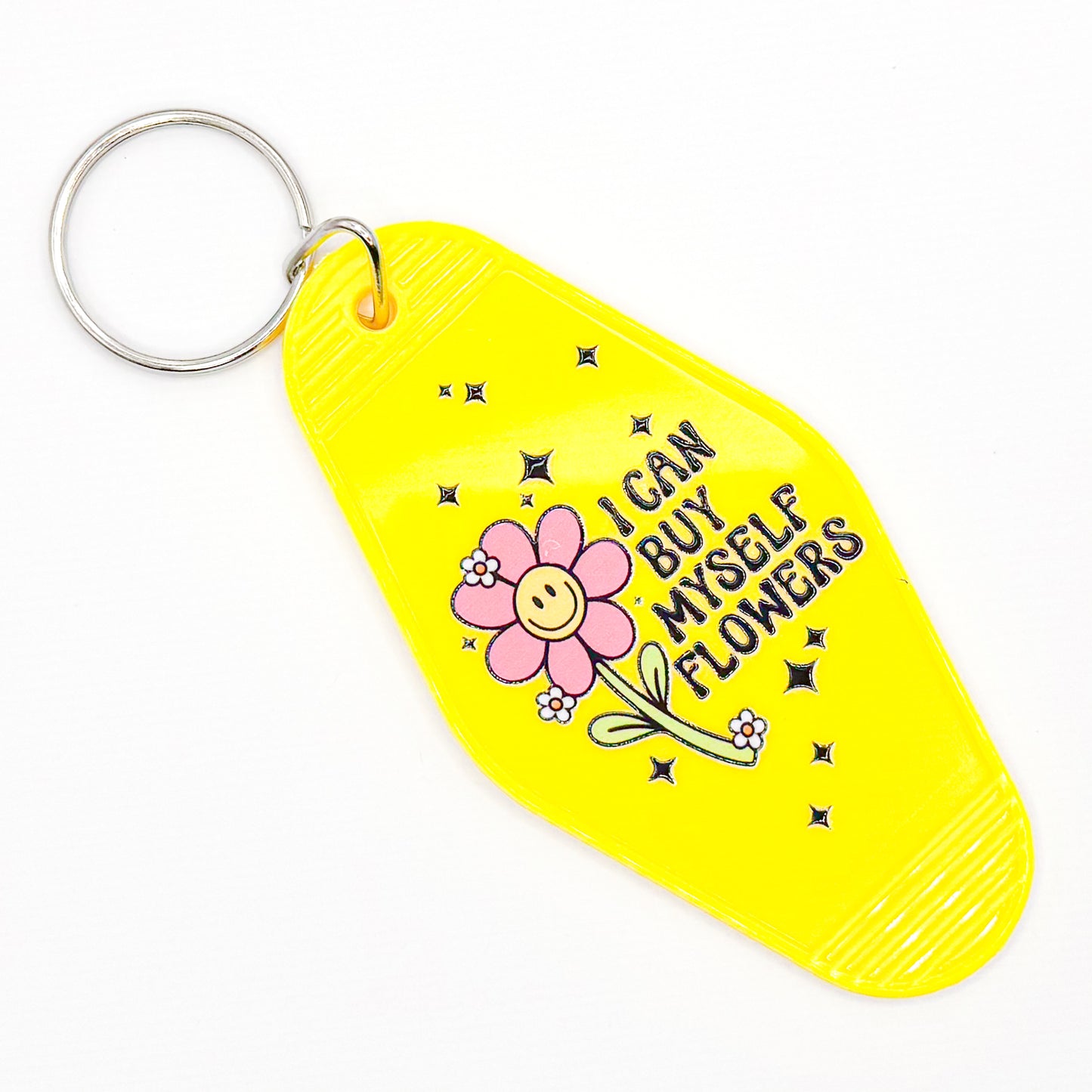 Yellow "I Can Buy Myself Flowers" Keychain