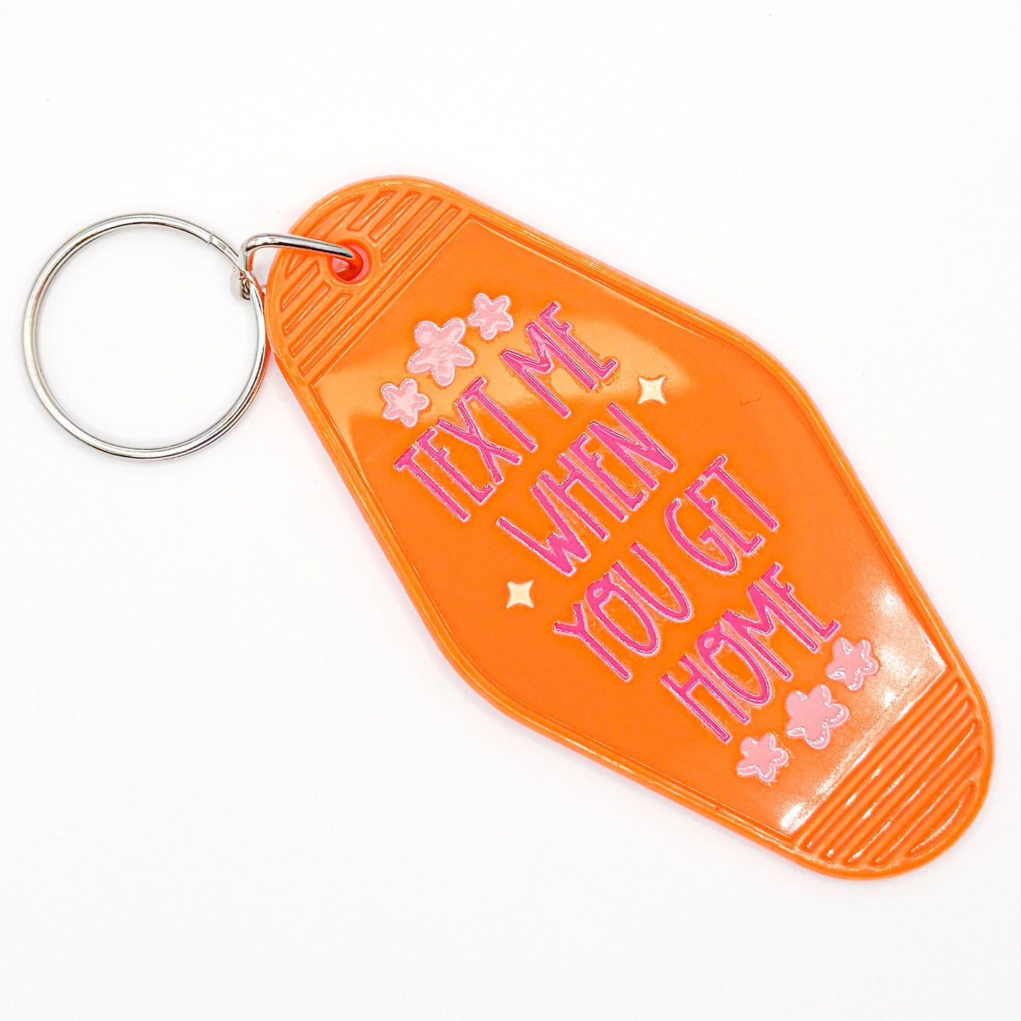 Orange "Text Me When You Get Home" Keychain