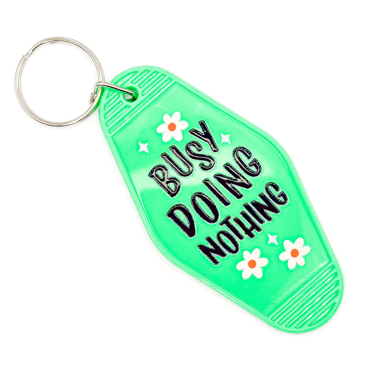 Green "Busy Doing Nothing" Keychain