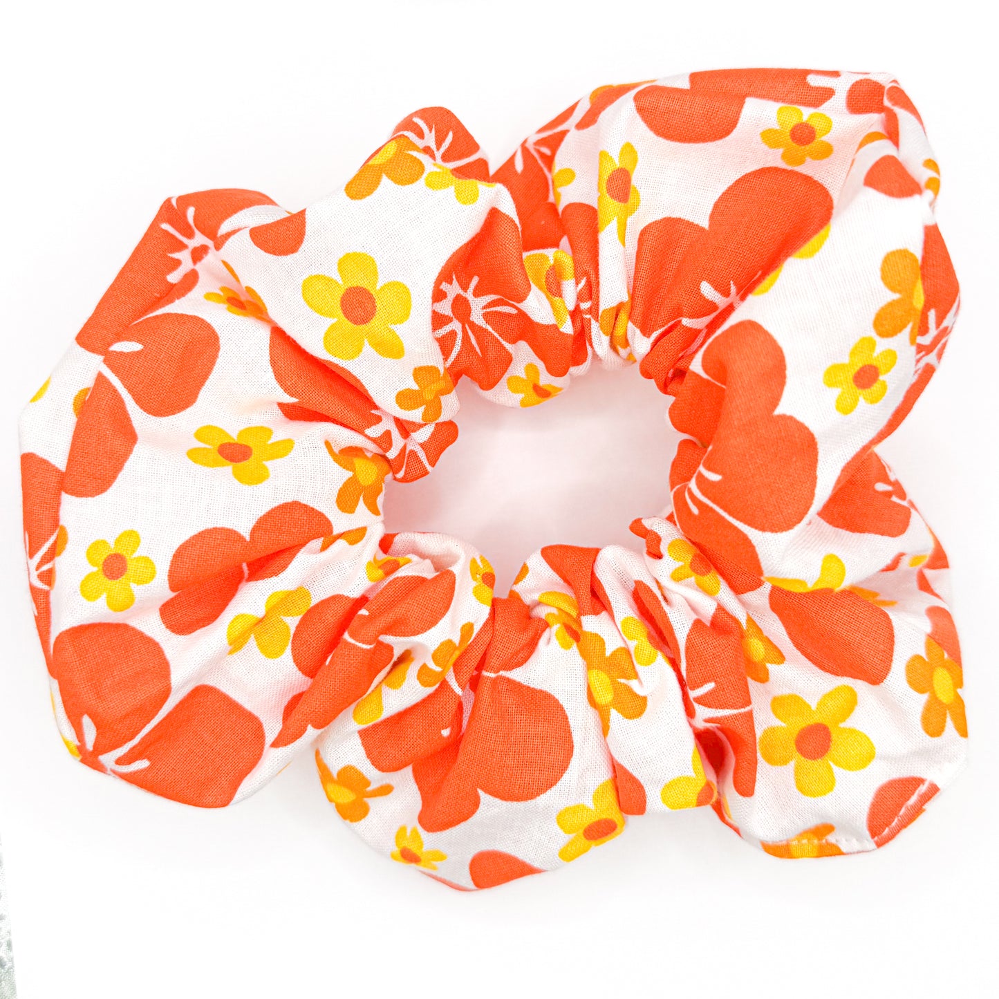 Orange Aloha Flowers Hand-Sewn Jumbo Scrunchie