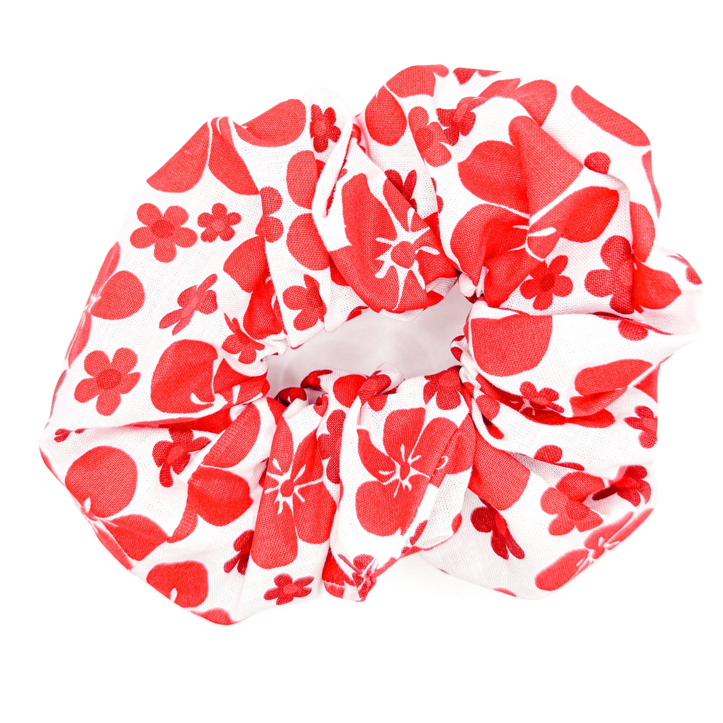Red Aloha Flowers Hand-Sewn Jumbo Scrunchie