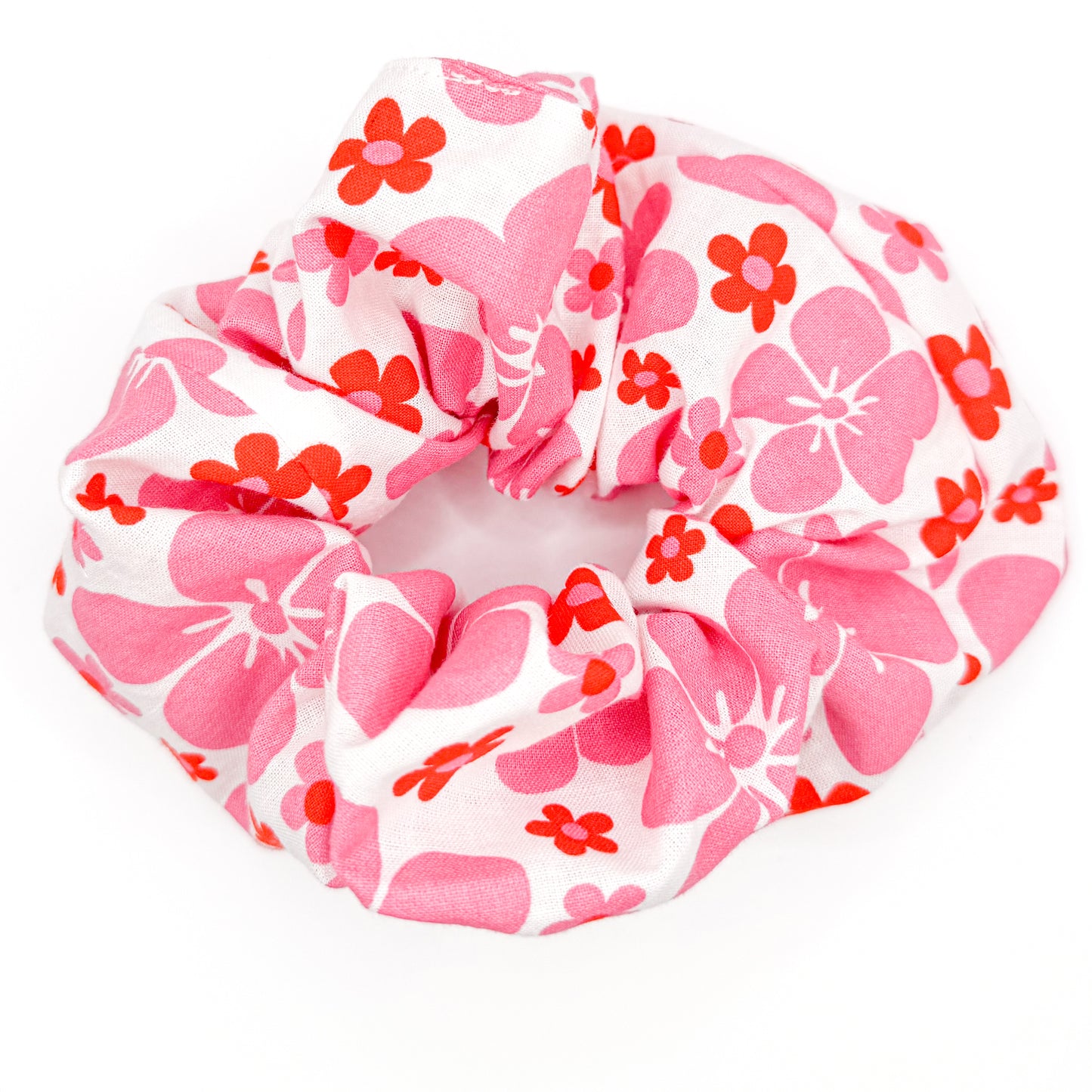 Pink Aloha Flowers Hand-Sewn Jumbo Scrunchie