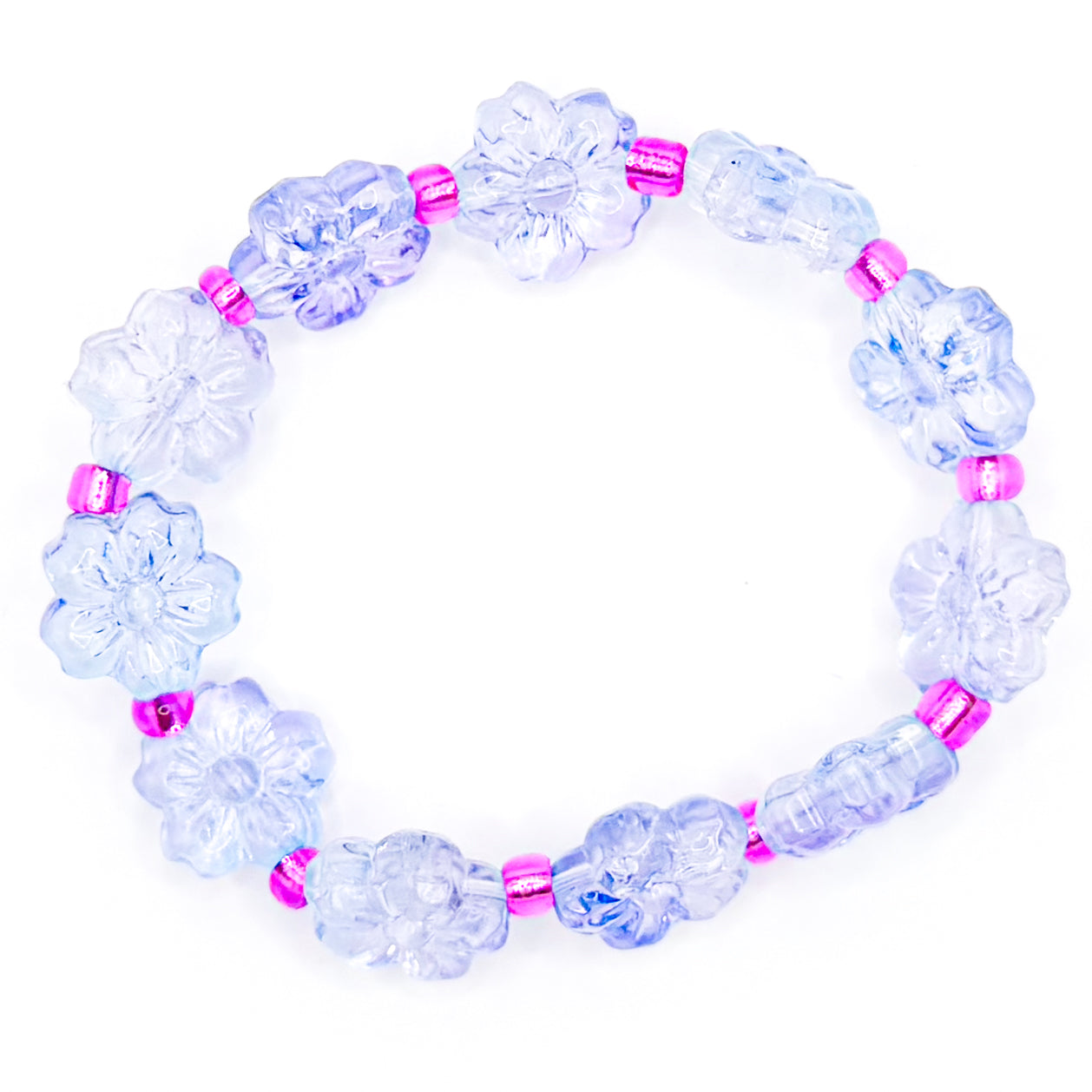 Purple Summer Blooms Glass Beaded Bracelet