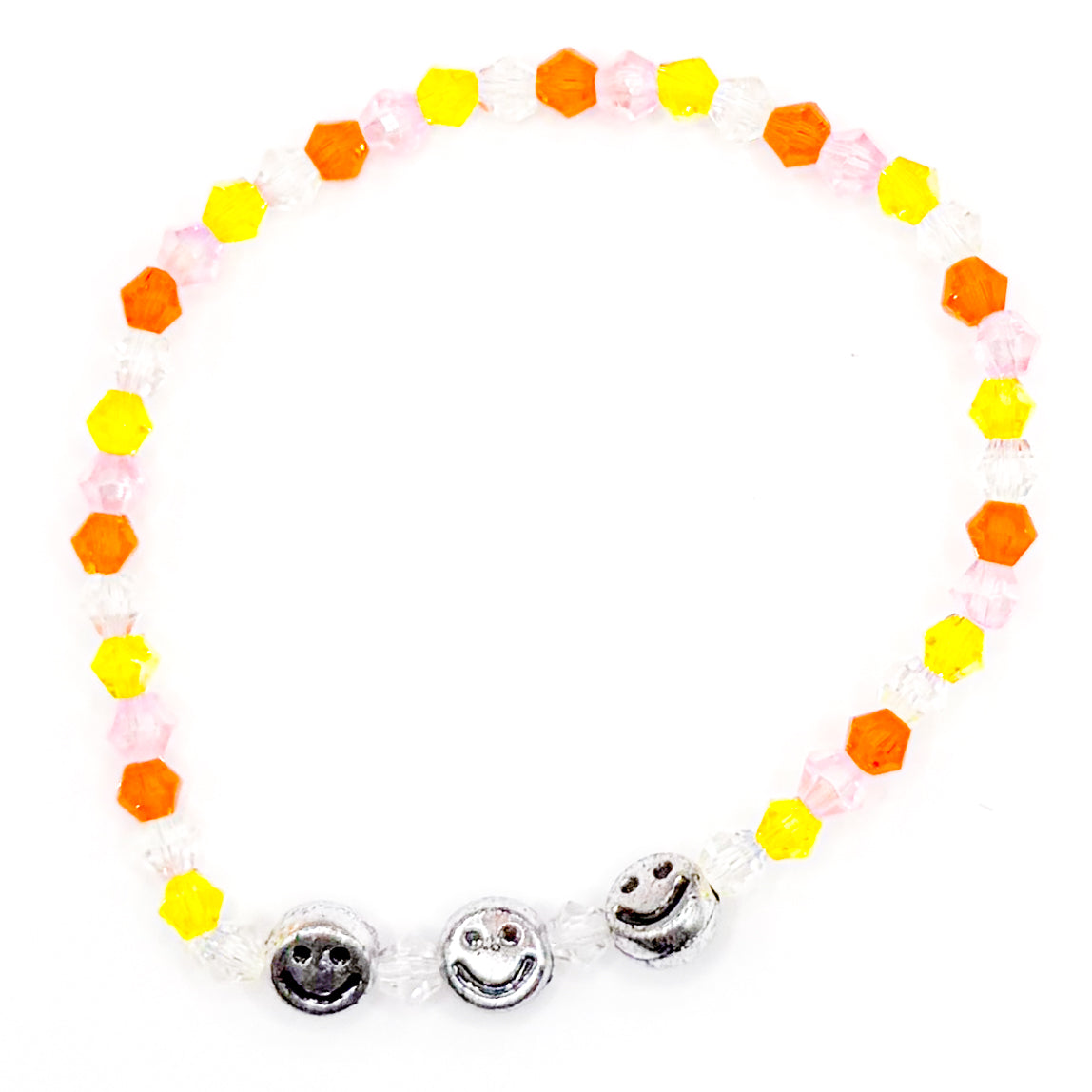 Yellow and Orange Smiley Bead Buddy Bracelet