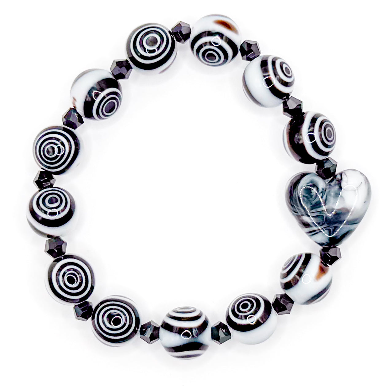 Zen Heart Swirl Glass Beaded Bracelet