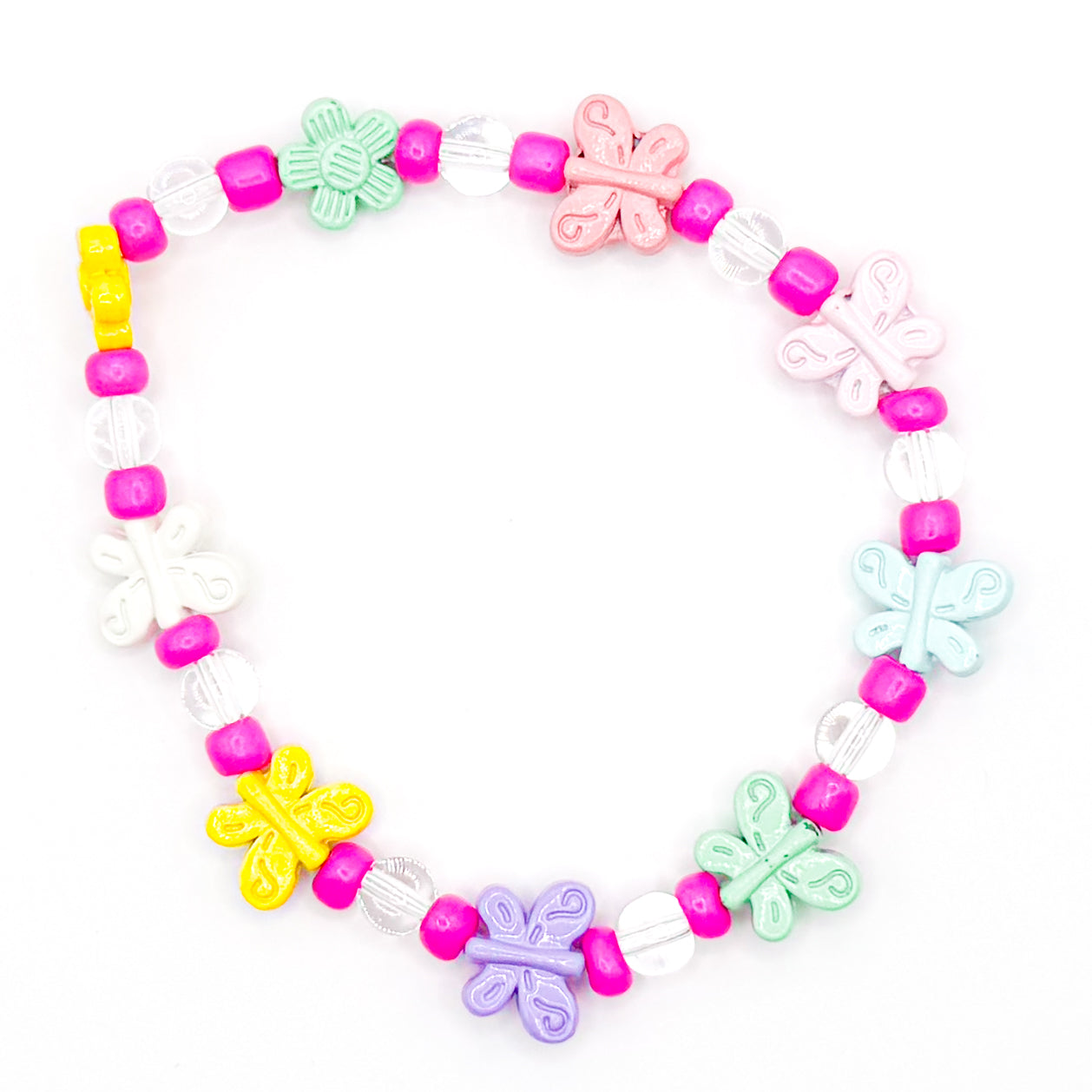 Butterfly Pink Seed Beaded Bracelet