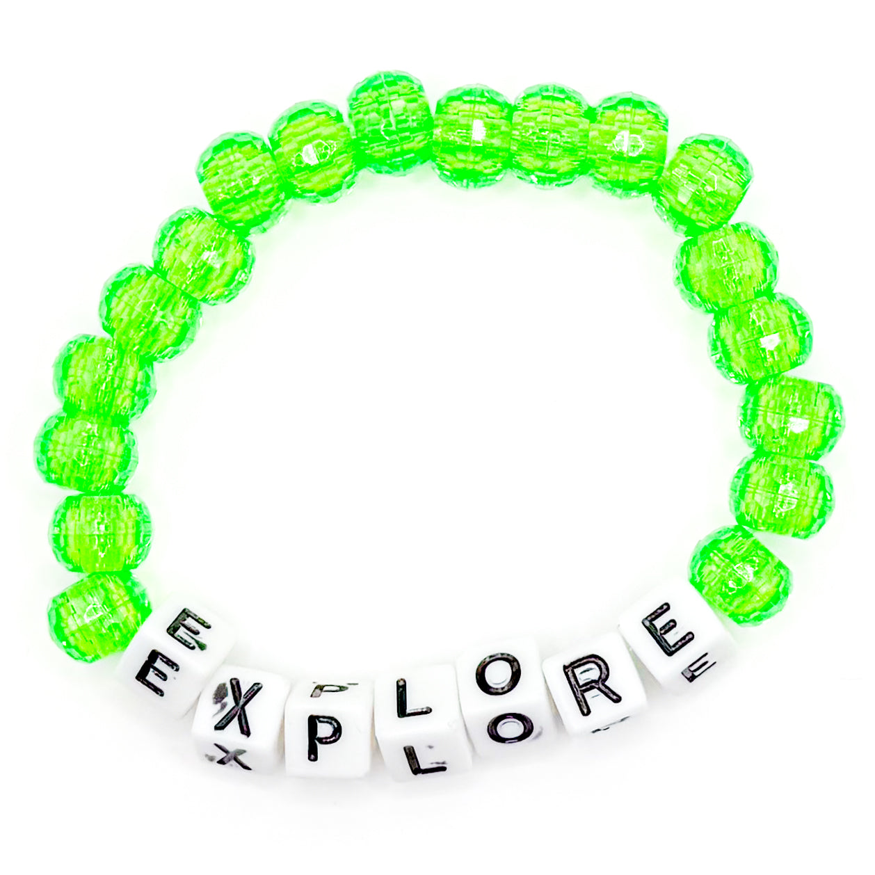 Green "Explore" Beaded Bracelet