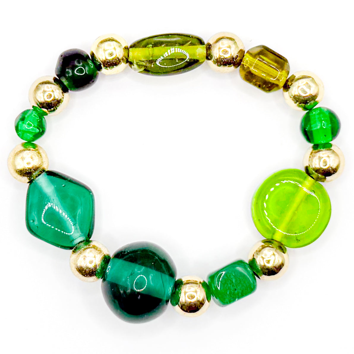 Green Gems Glass Beaded Bracelet
