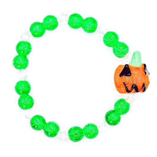 Pumpkin Bubbles Glass Beaded Bracelet