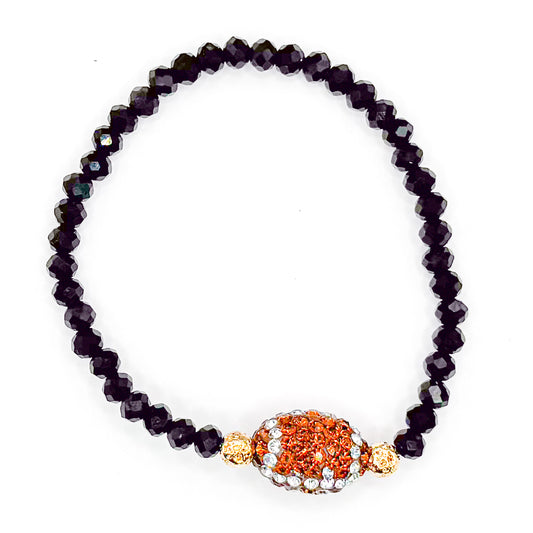 Sparkly Football Glass Beaded Bracelet