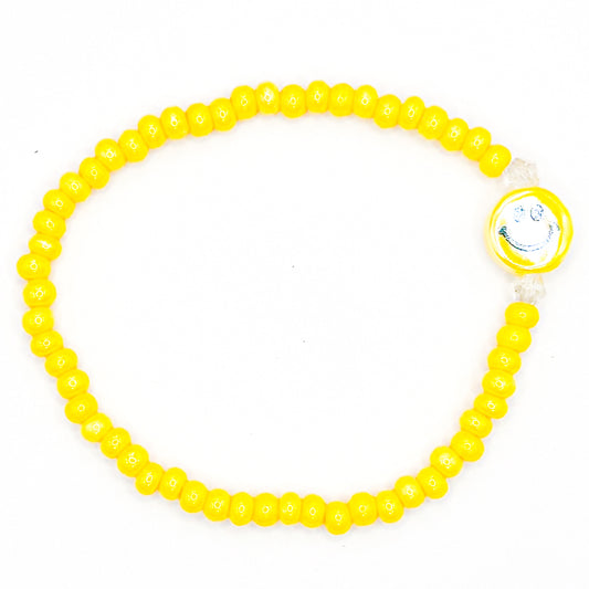 Yellow Smiles Seed Beaded Bracelet