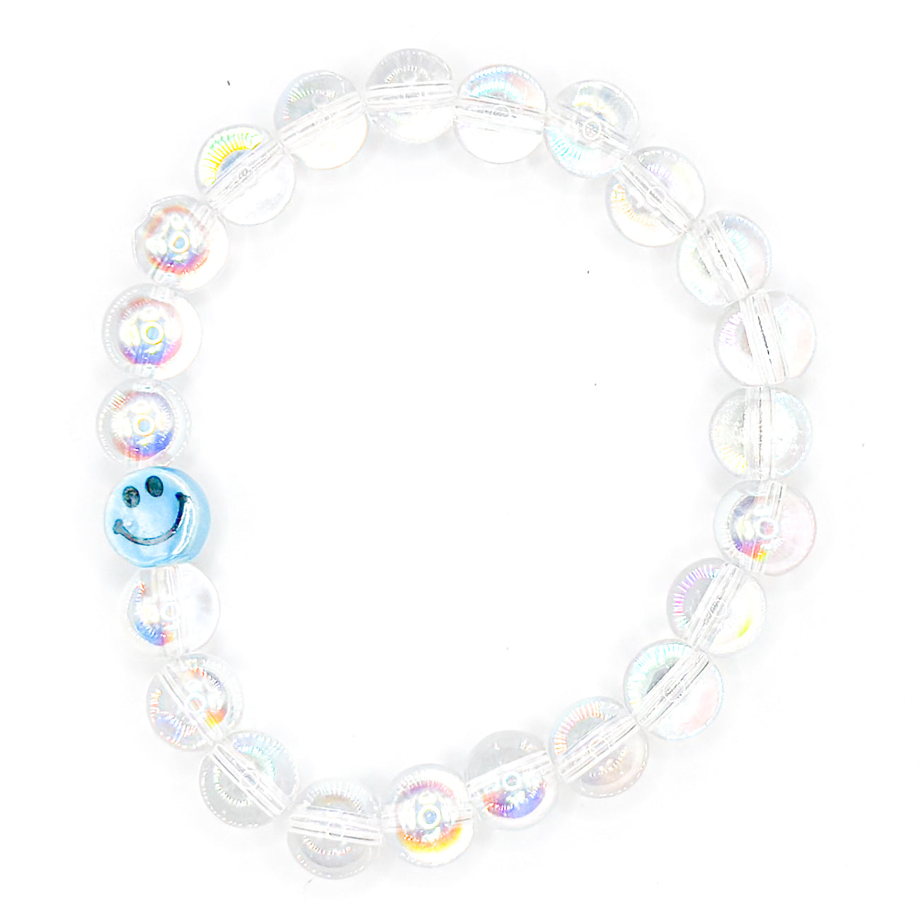 Holographic Smiles Glass Beaded Bracelet