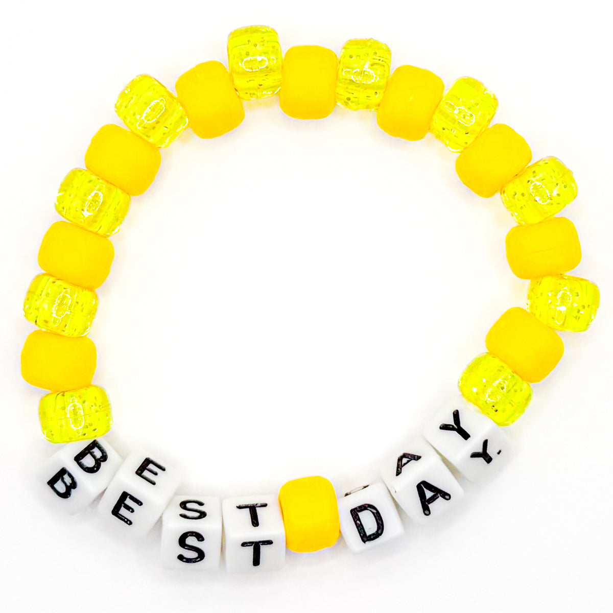 Yellow "Best Day" Beaded Bracelet