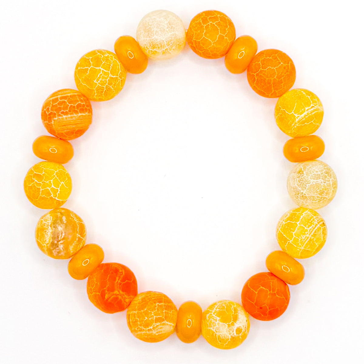 Orange Fall Crackle Glass Beaded Bracelet