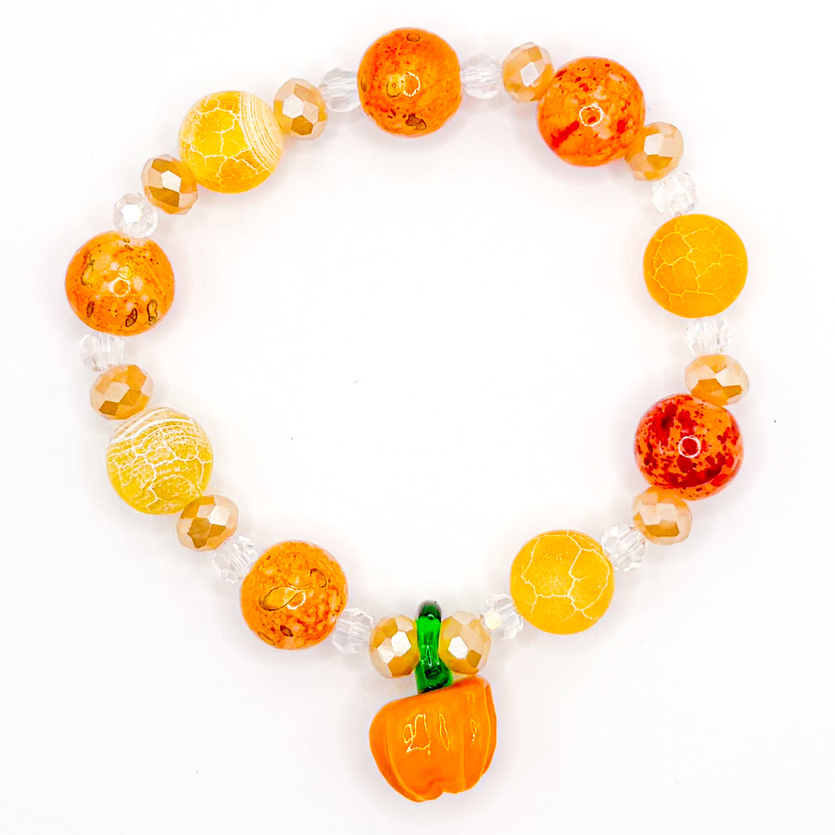 Pumpkin Patch Glass Beaded Bracelet