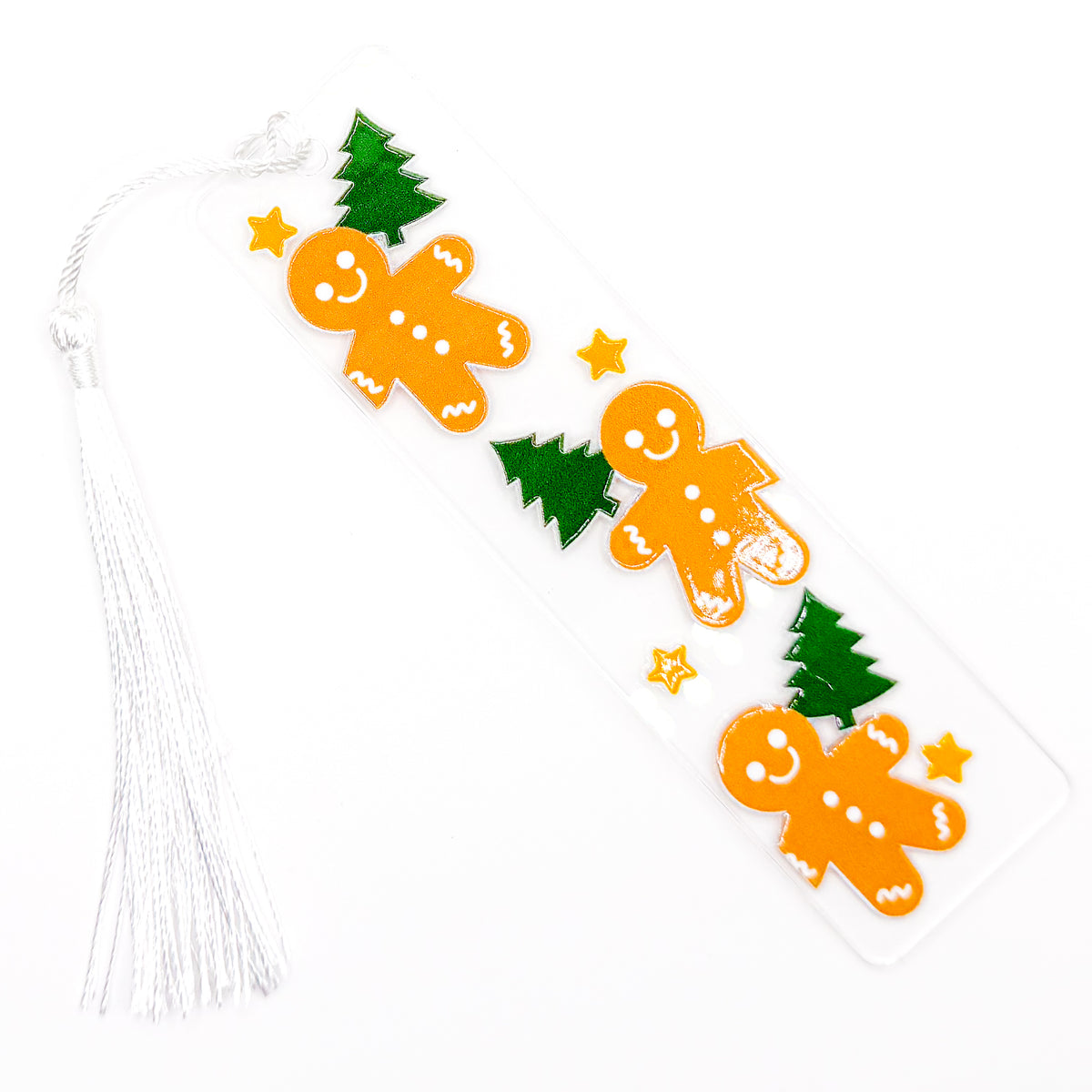 Stars and Gingerbread Men Acrylic Bookmark