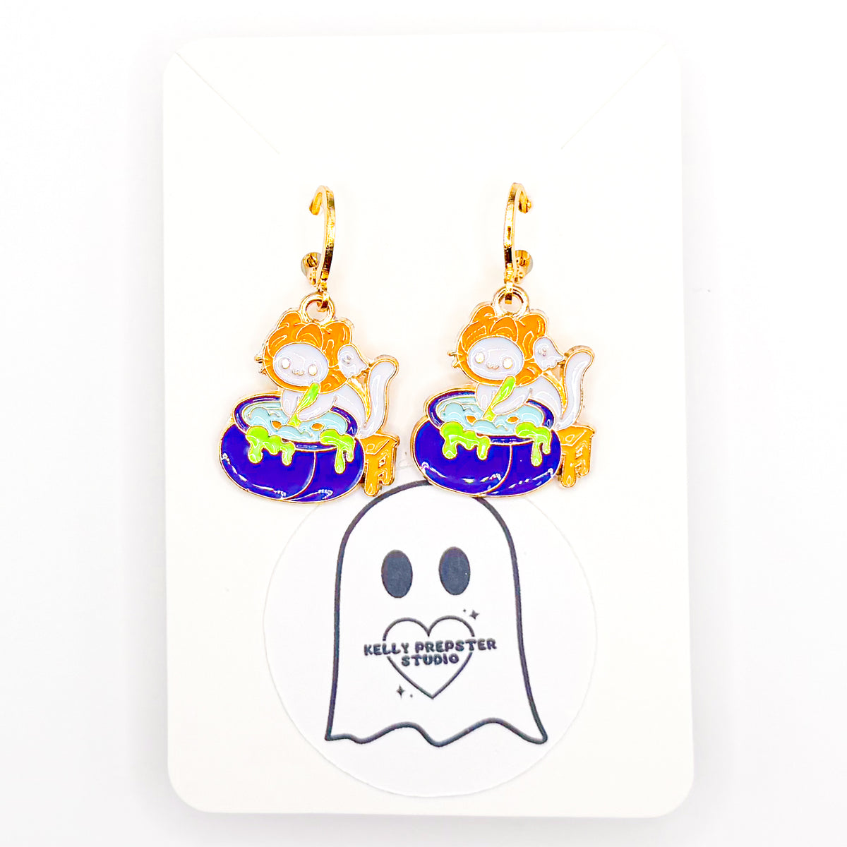 Cauldron Kitty Huggie Earrings