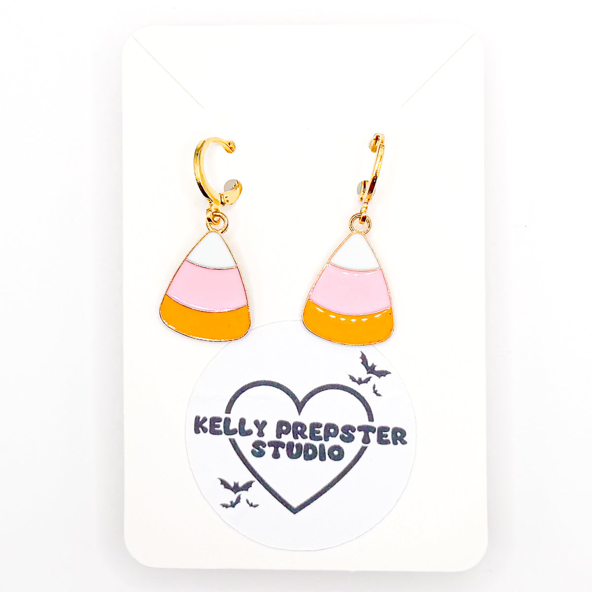 Preppy Candy Corn Huggie Earrings