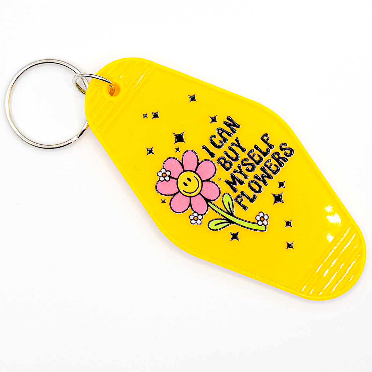 Yellow "I Can Buy Myself Flowers" Keychain