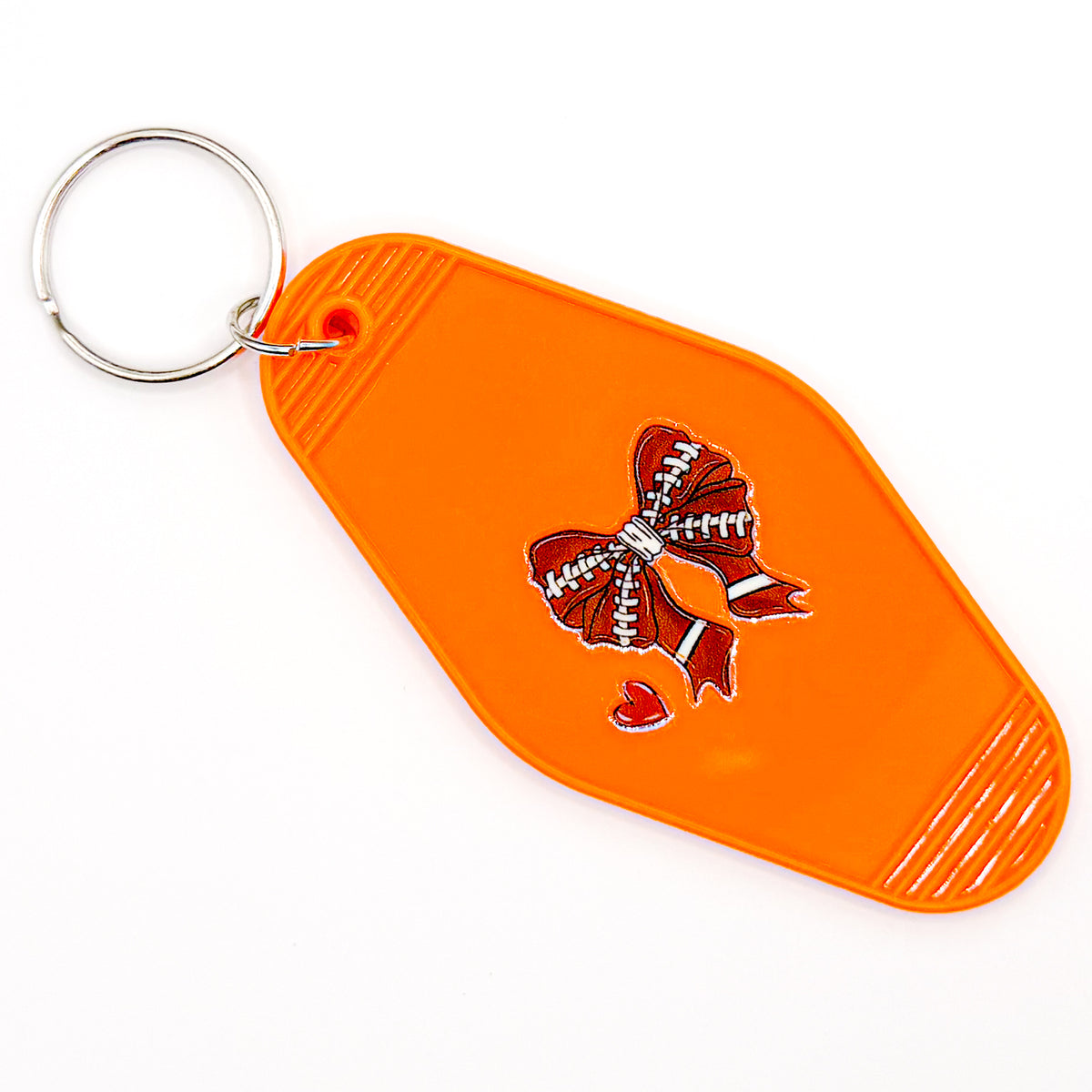 Orange Football Bow Keychain