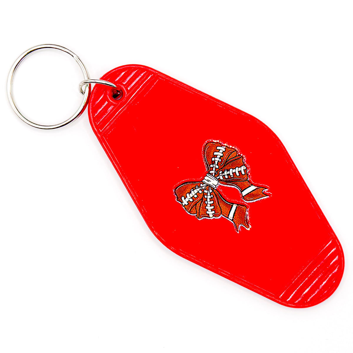 Red Football Bow Keychain