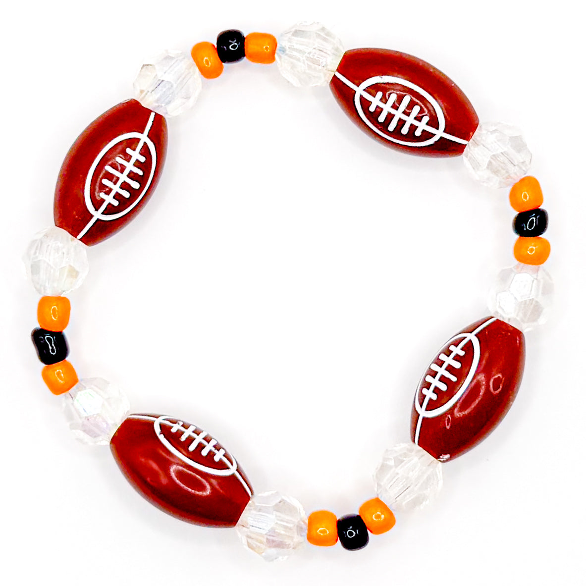 Shiny Orange and Black Football Bracelet