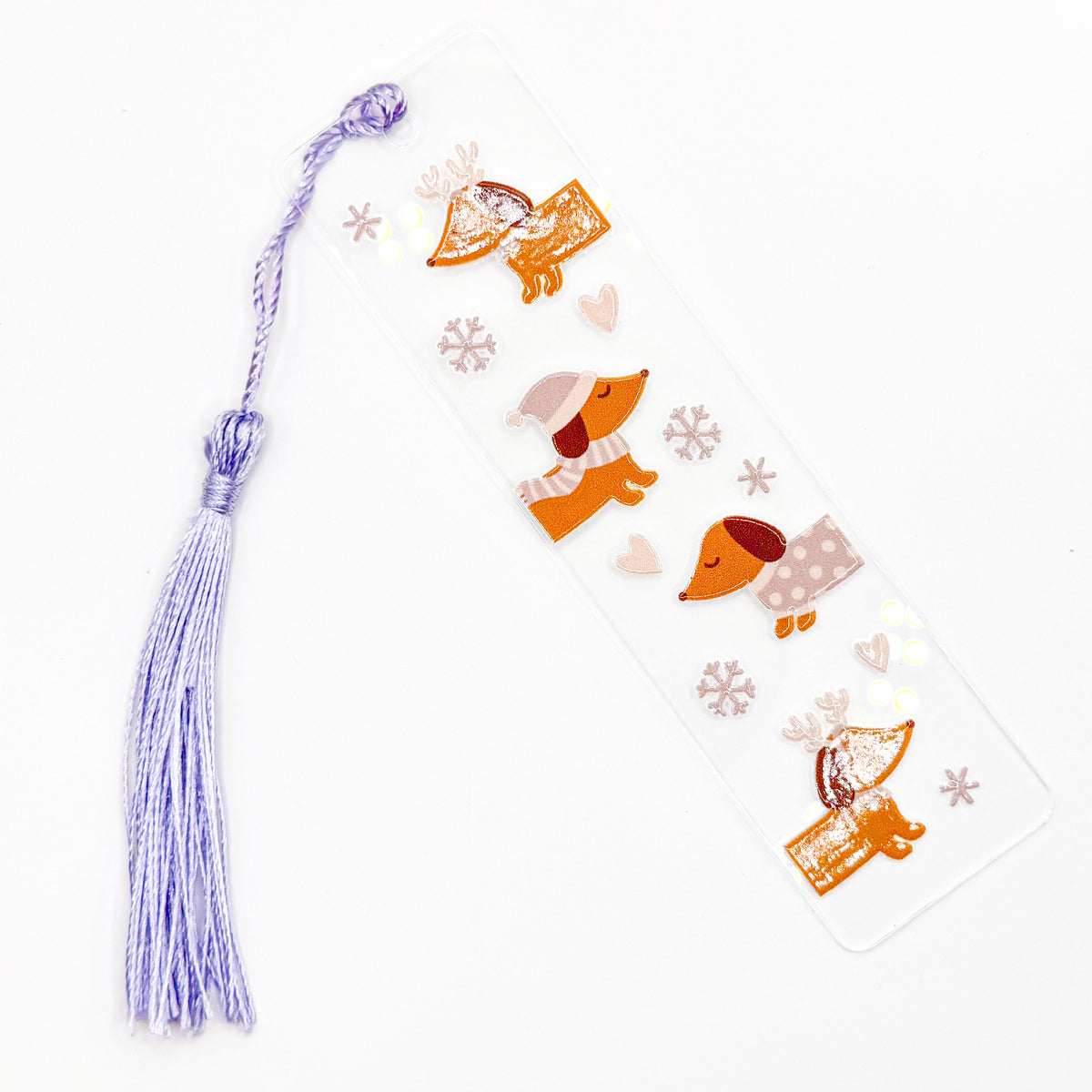 Purple Winter Dog Acrylic Bookmark