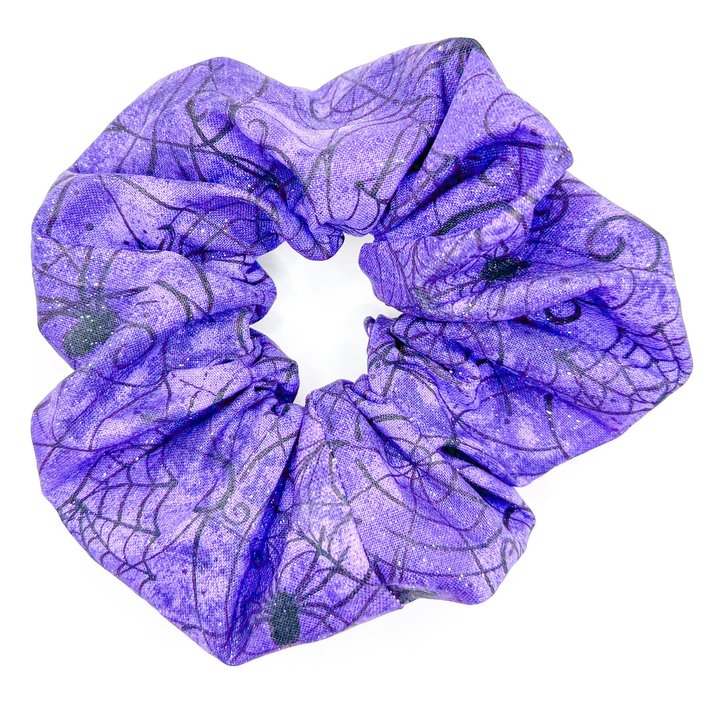 Purple Spider Webs Hand-Sewn Scrunchie