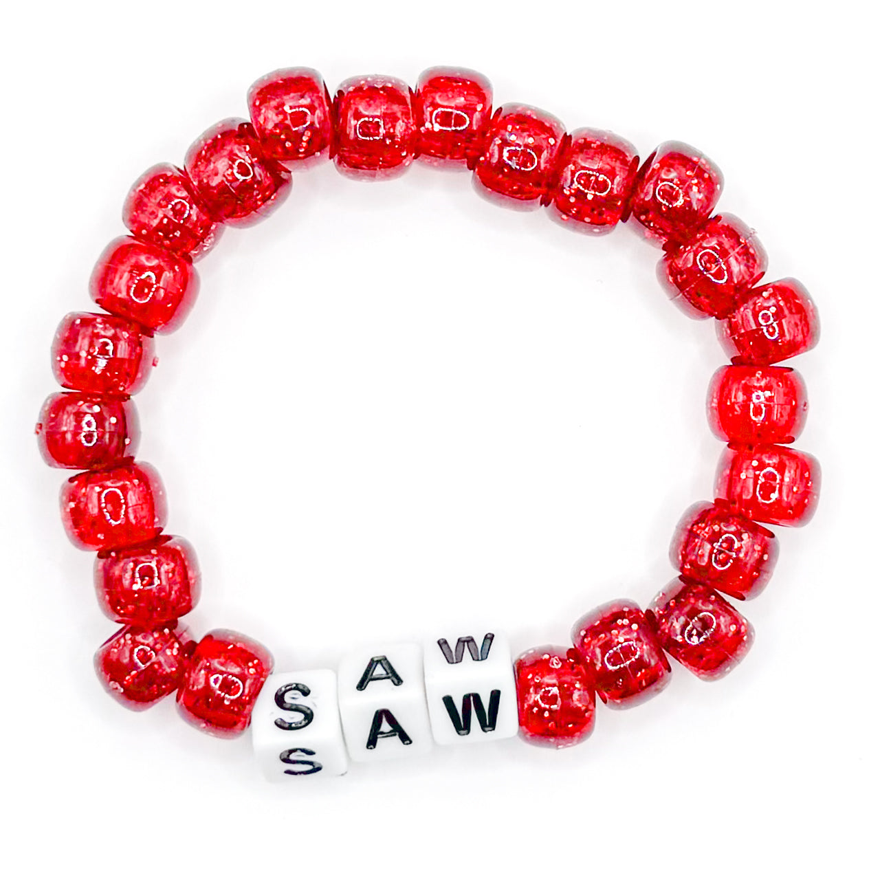 Red "Saw" Beaded Bracelet