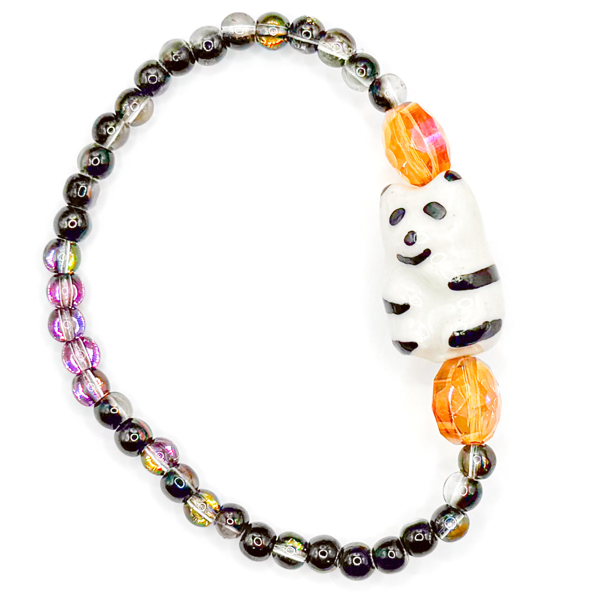 Spooky Panda Glass Beaded Bracelet