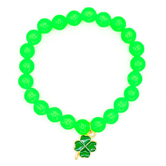 Glow In The Dark Green Beaded Bracelet