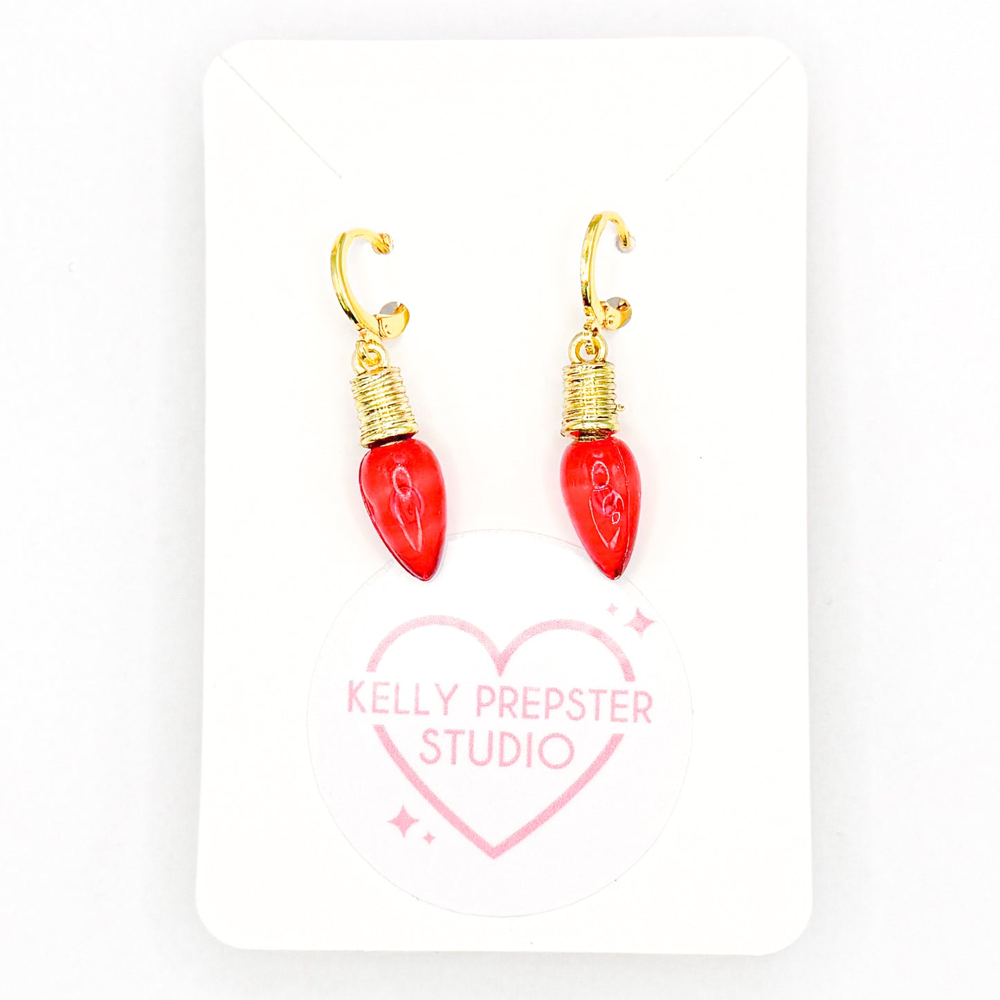 Red Christmas Lights Huggie Earrings