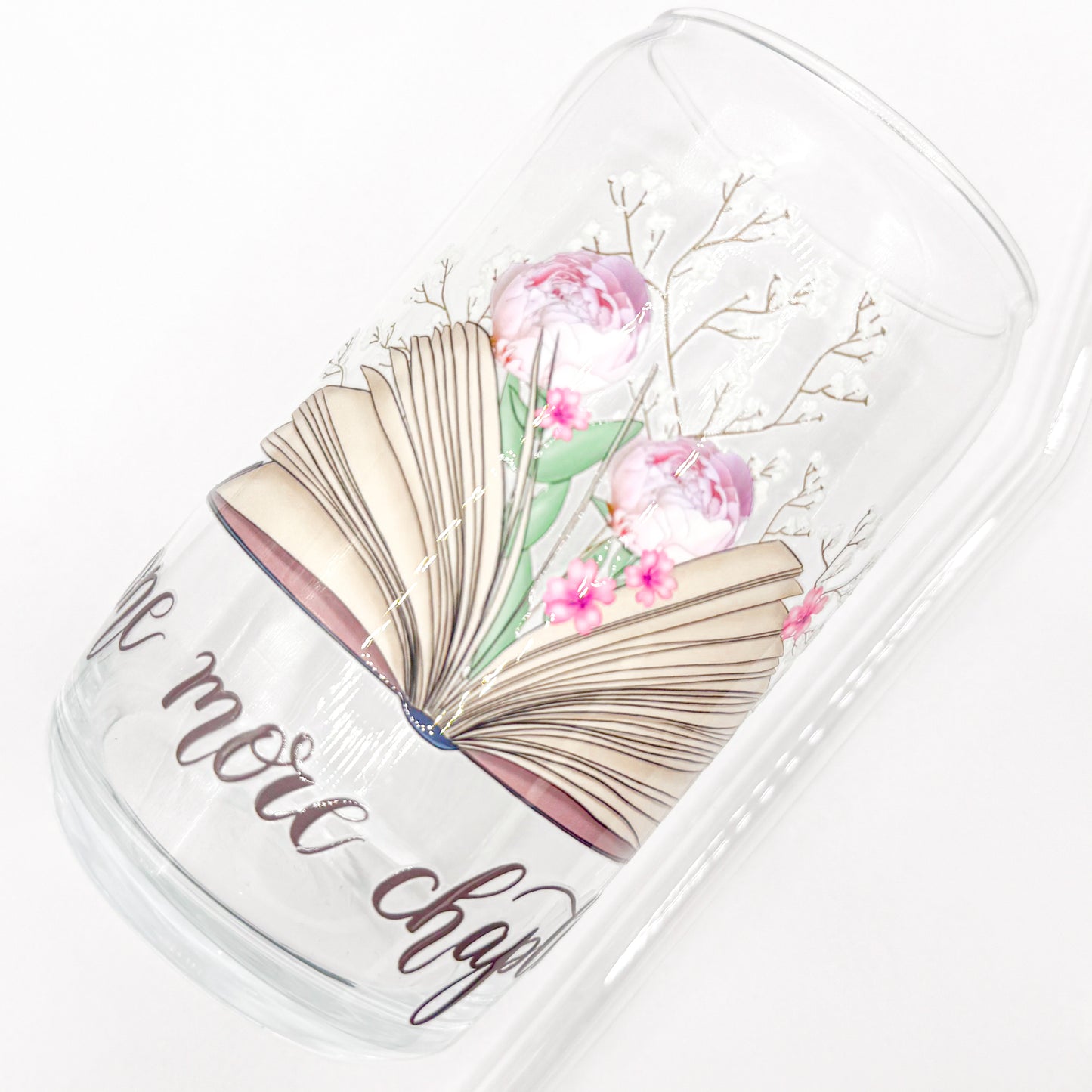 One More Chapter Flowers Glass Cup - 16oz