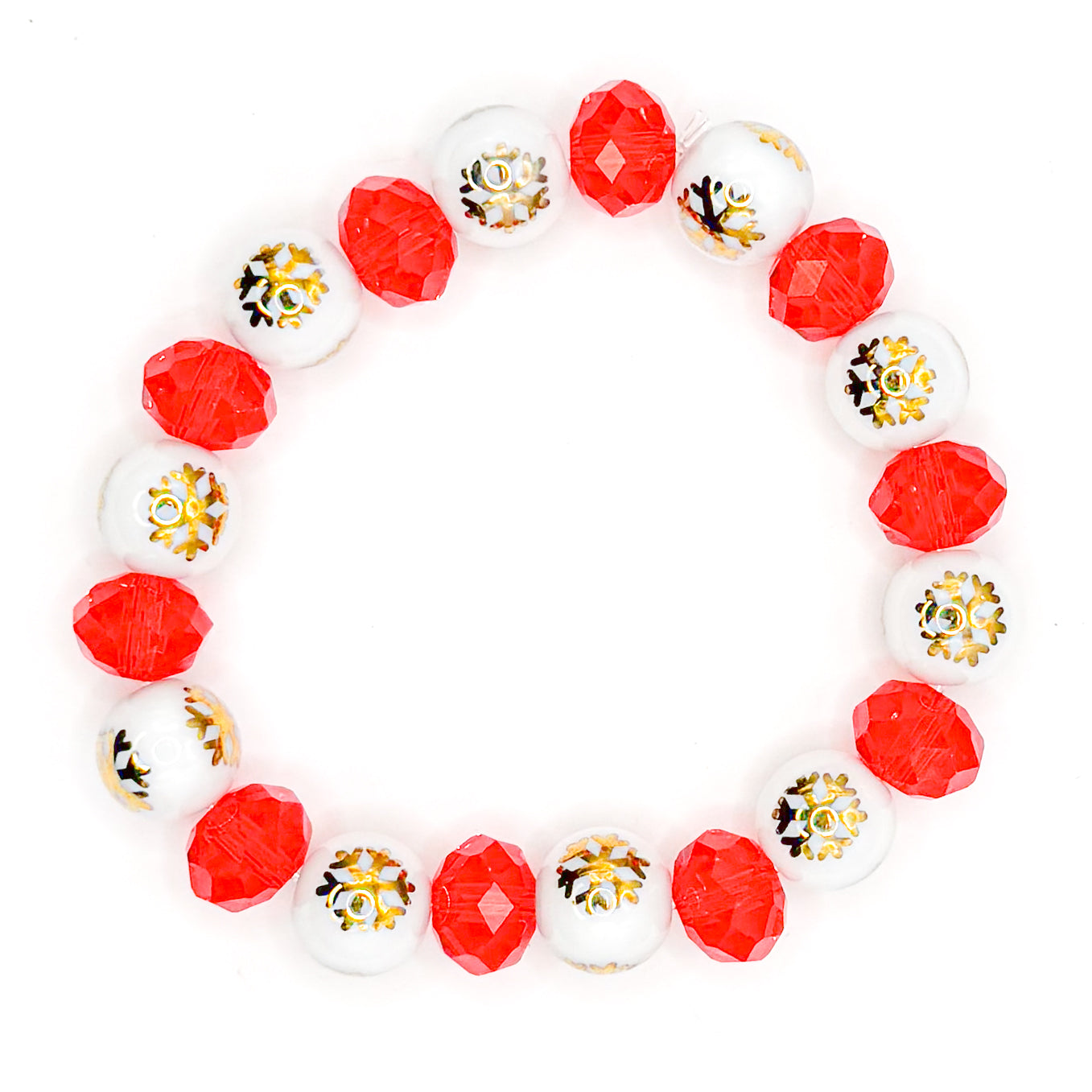 Cozy Snowflakes Glass Beaded Bracelet