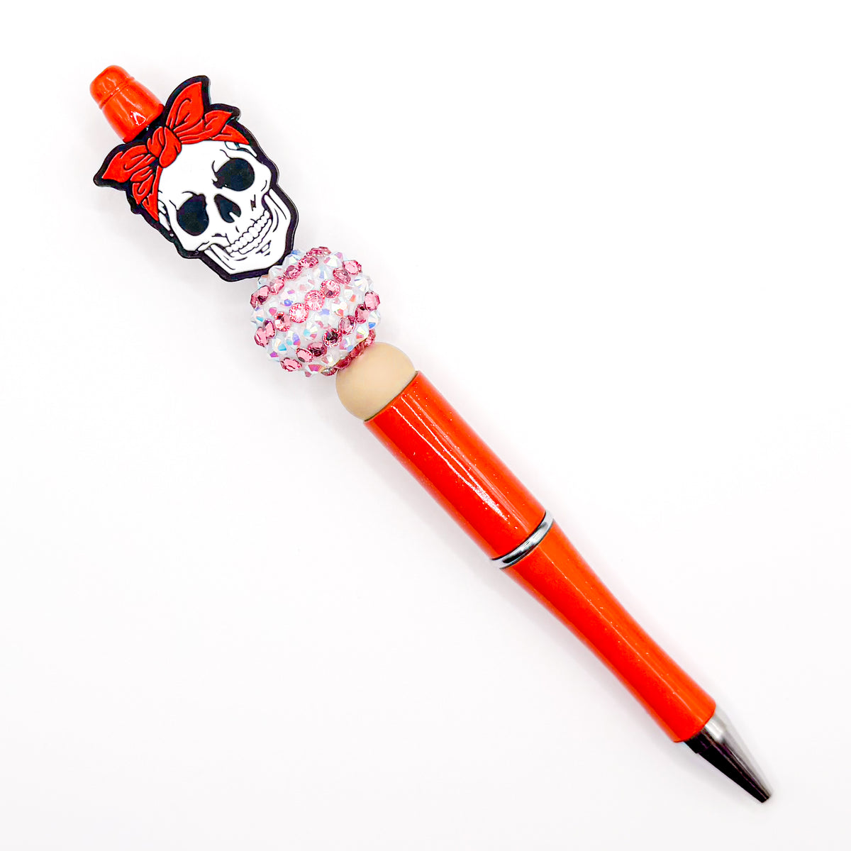 Red Skull and Bow Charm Pen
