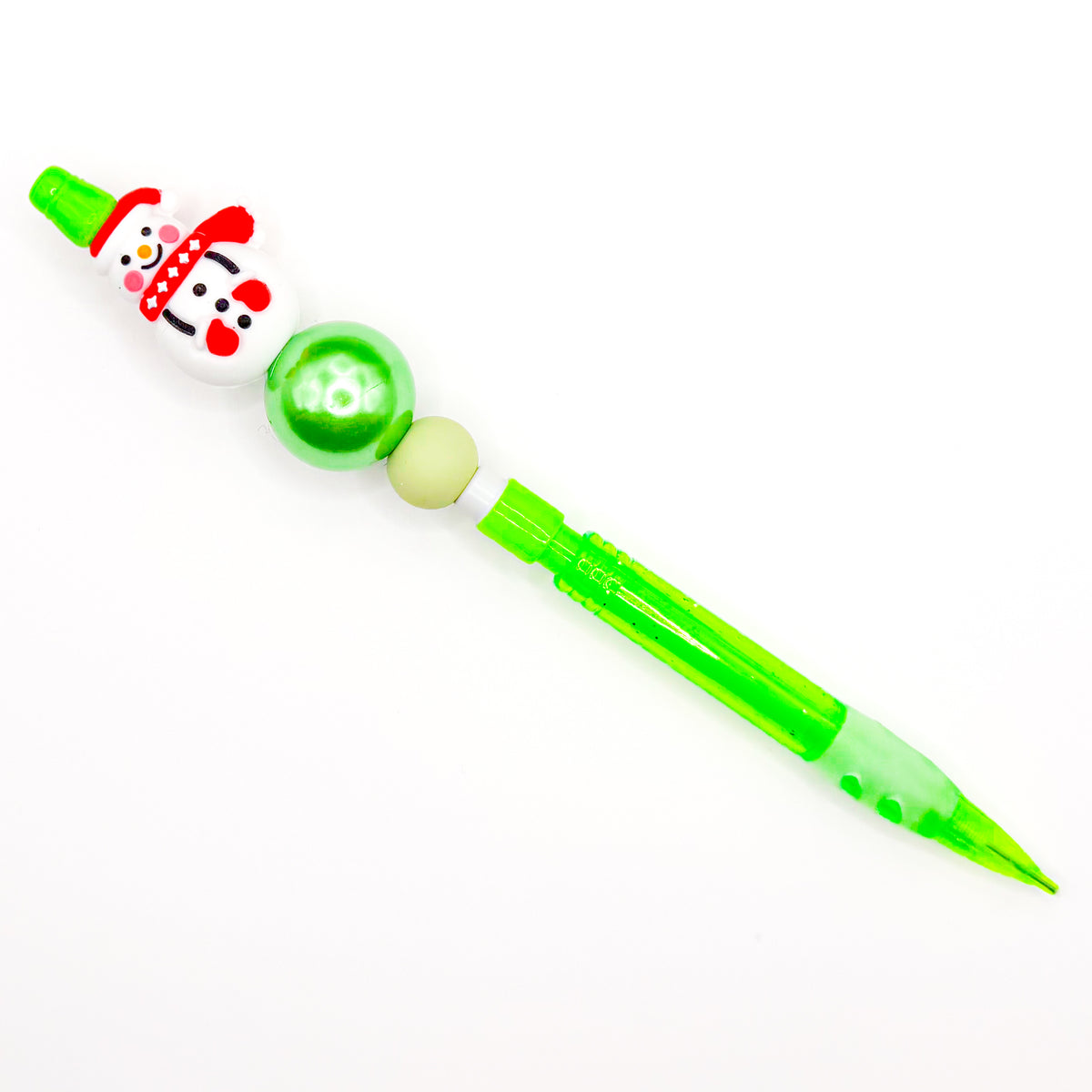 Green Little Snowman Christmas Charm Pen