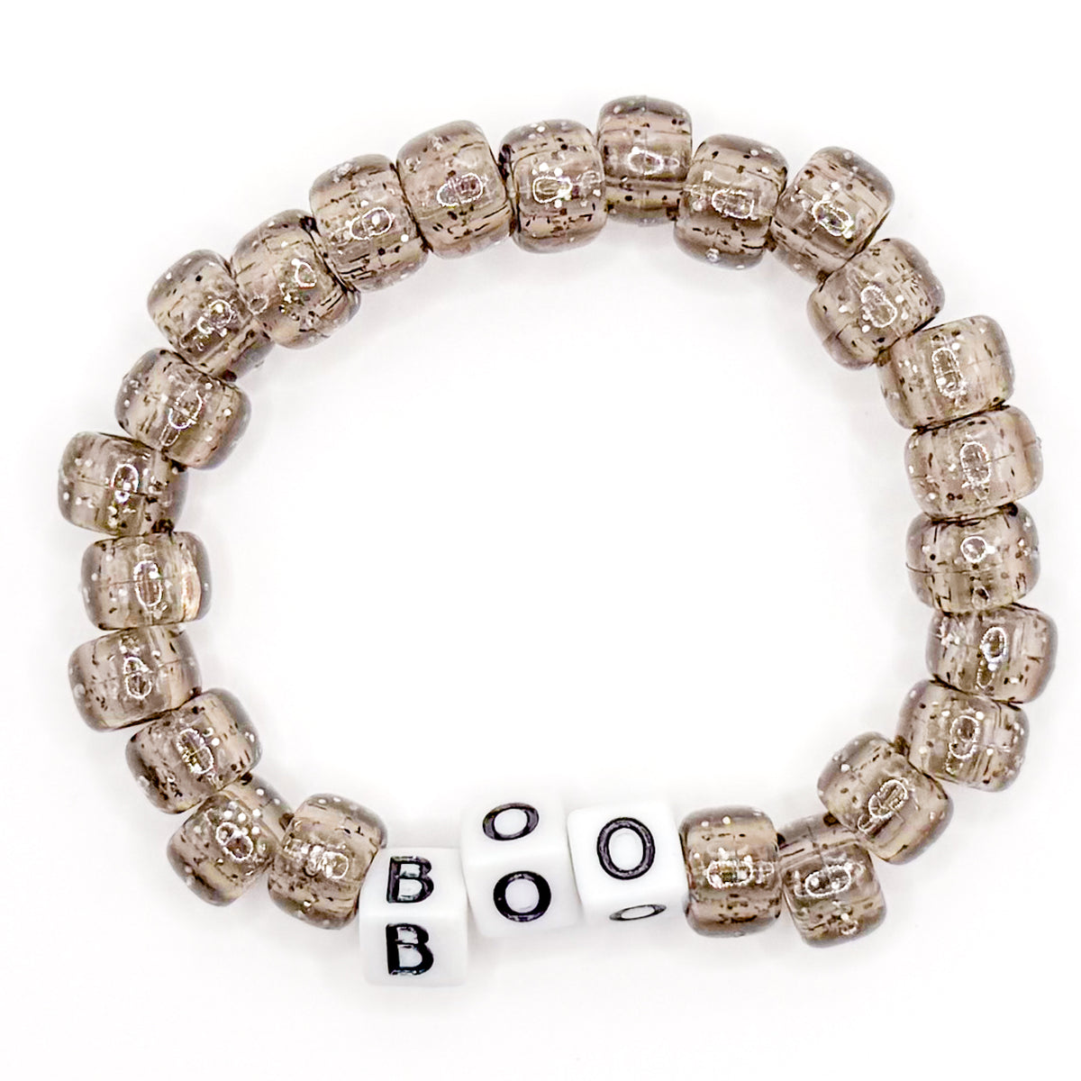 Gray "BOO" Beaded Bracelet