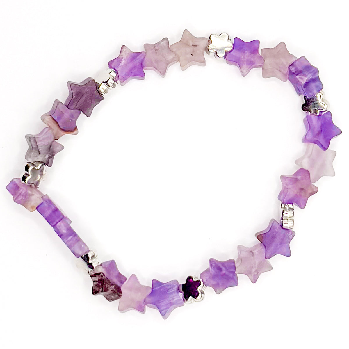 Purple Stars Glass Beaded Bracelet