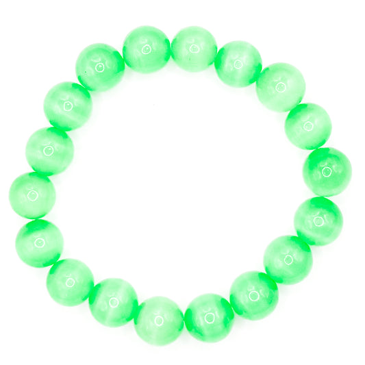 Green Cats Eye Glass Beaded Bracelet