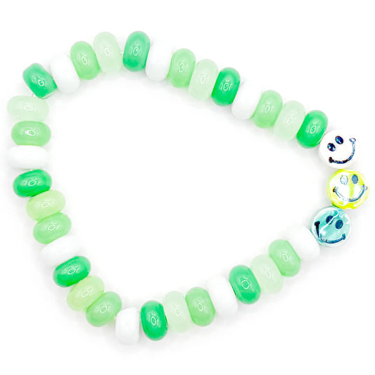 Beautiful Green Smiles Glass Beaded Bracelet
