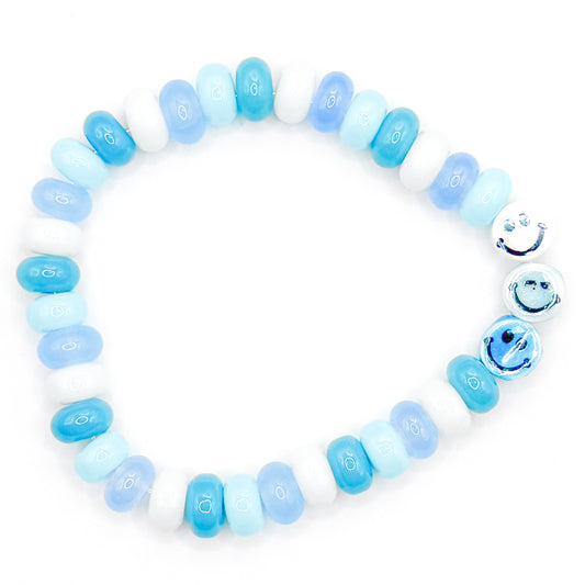 Beautiful Blue Smiles Glass Beaded Bracelet