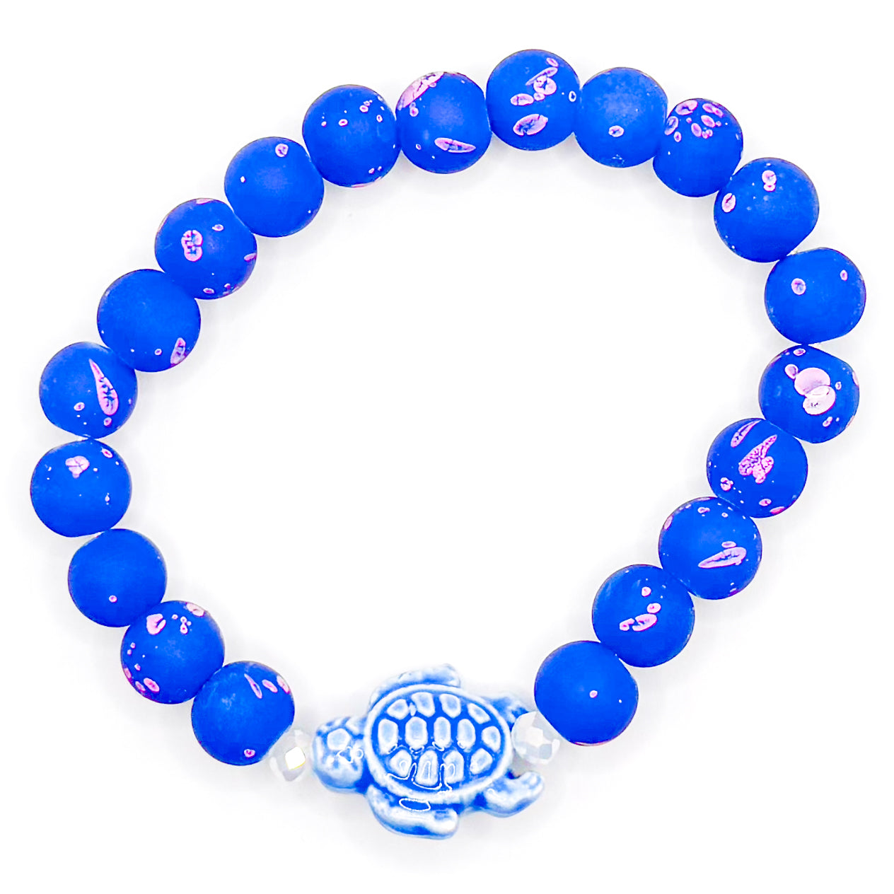 Paint Splash Turtle Glass Beaded Bracelet