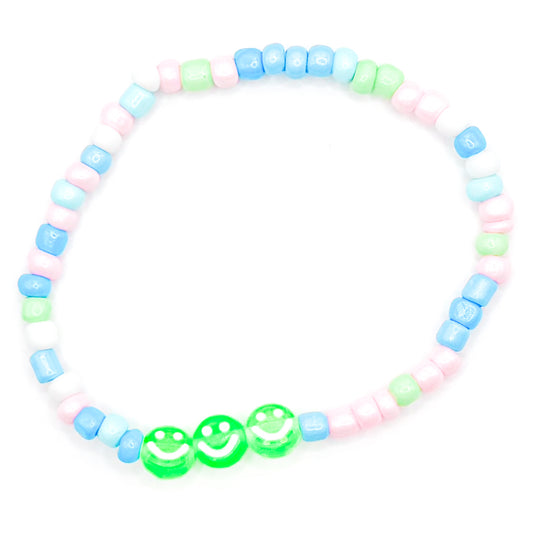 Pastel Sprinkles Triple Smiles Seed Beaded Bracelet