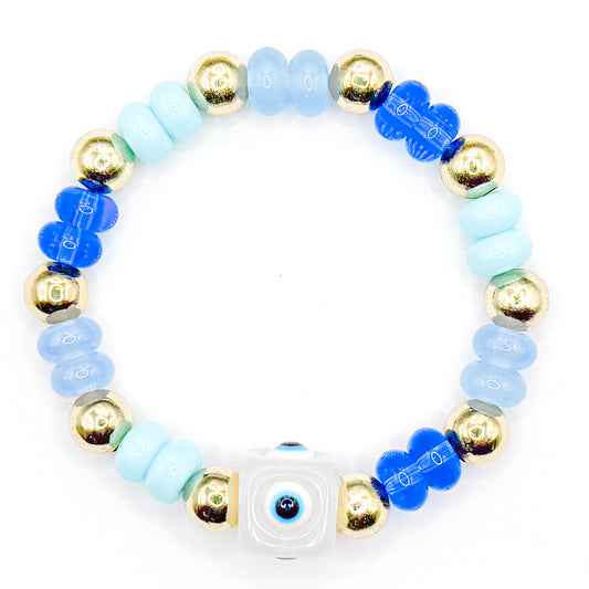 Blue Eye Glass Beaded Bracelet