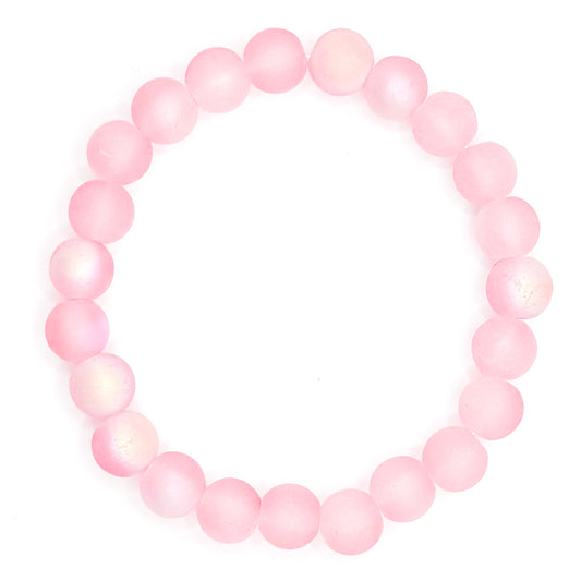Light Pink Holographic Glass Beaded Bracelet